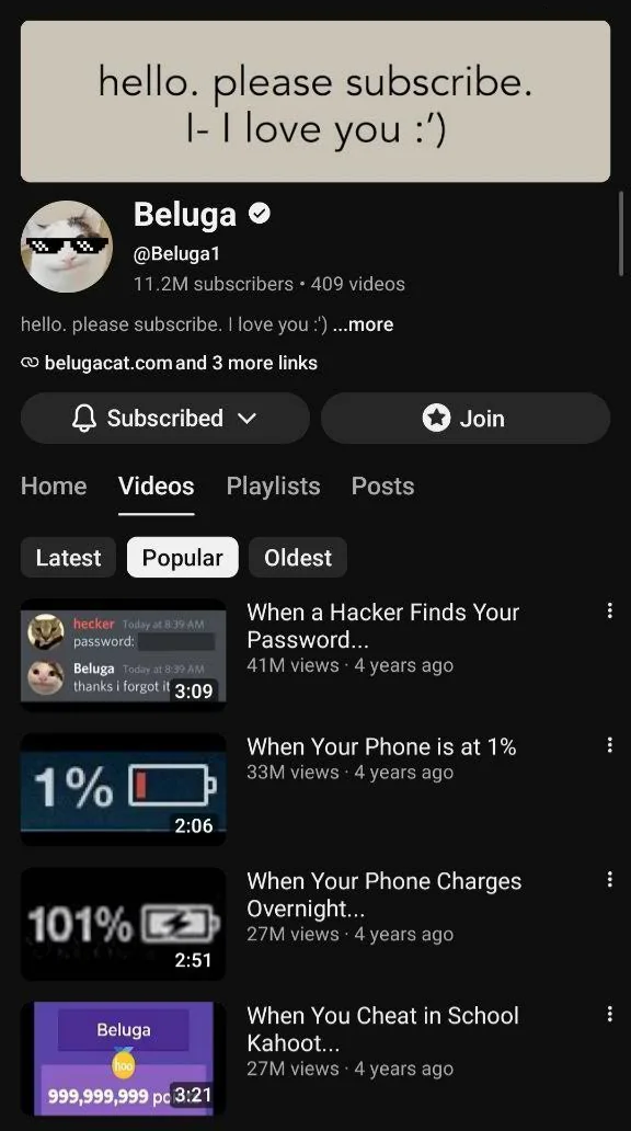 Beluga channel screenshot